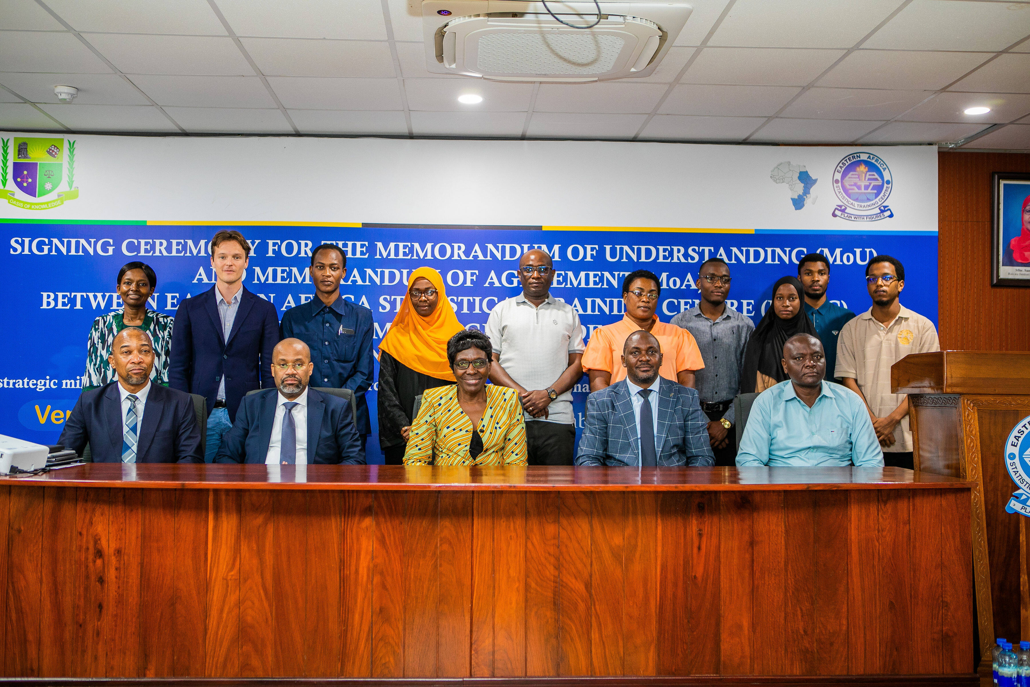 A group photo of EASTC Rector Dr. Tumaini Katunzi, Vice Chancellor of Jaramogi Oginga Odinga University of Science and Technology (JOOUST) Prof. Emily Achieng’ Akuno and participants of summer school programme with their facilitator following the signing ceremony of MoU and MoA, held at EASTC Campus, Dar es Salaam on 11th September 2026.
